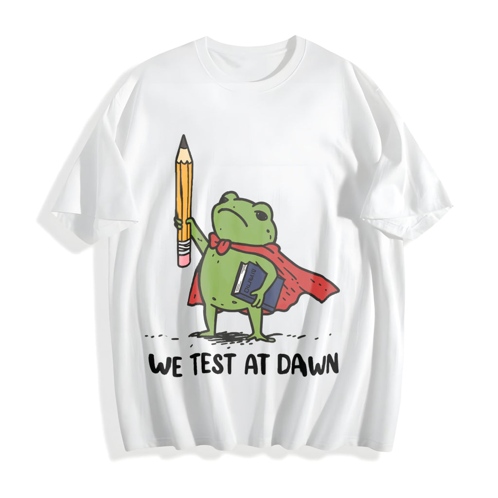 We Test At Dawn Funny Teacher Frog Cotton T-Shirt product image 2