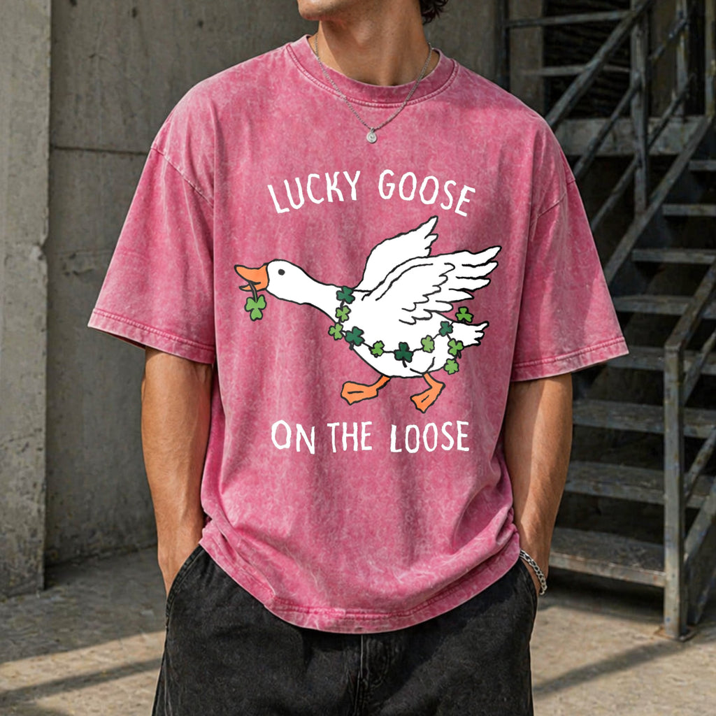 Funny St Patricks Day Goose Vintage Washed T-Shirt product image 7
