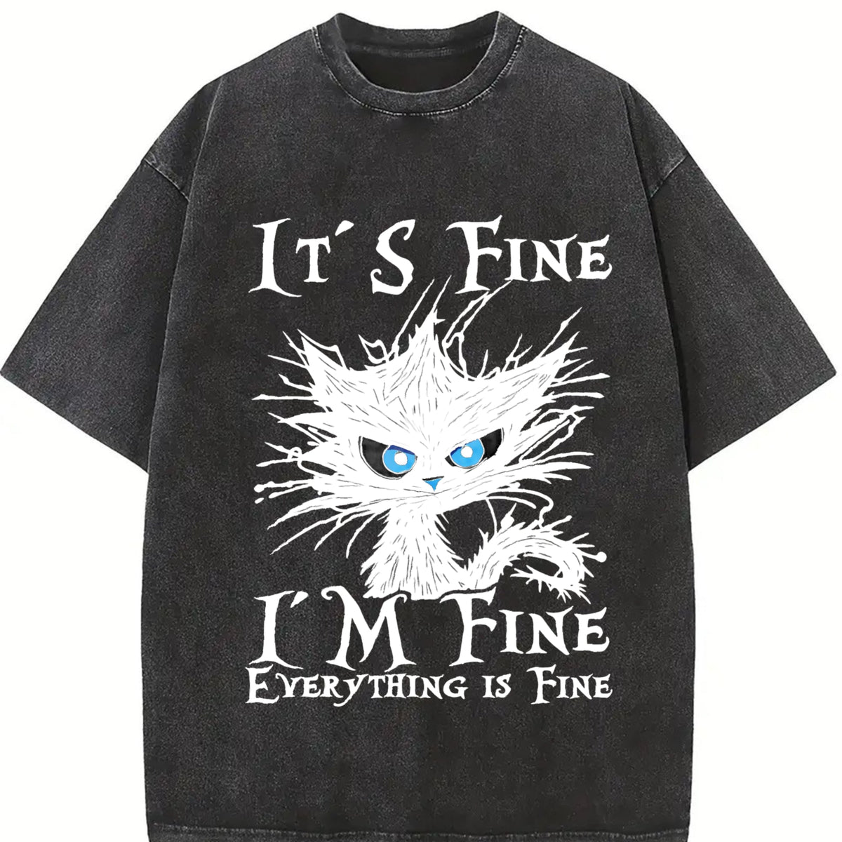 Funny It's Fine Sick Cat - With Vintage Washed T-Shirt product image 2