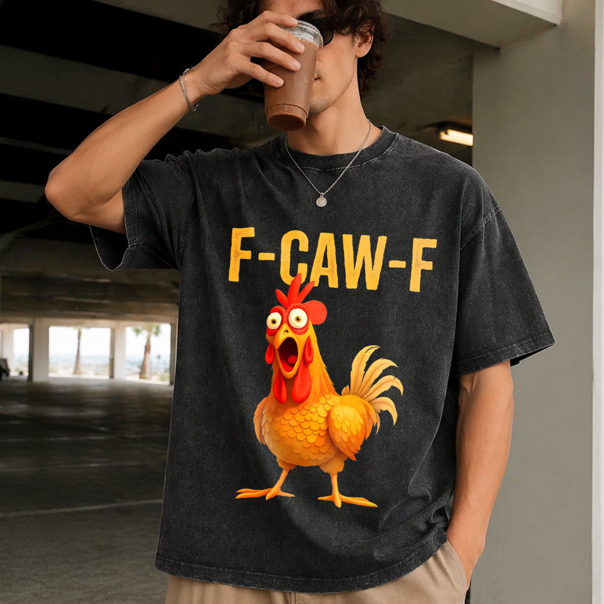 Funny Chicken Vintage Washed T-Shirt product image 2