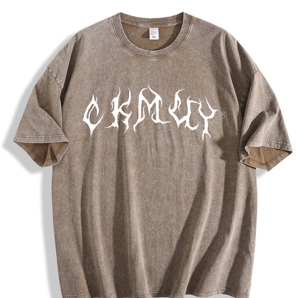 White Gothic Lettering Vintage Washed T-Shirt product image 3