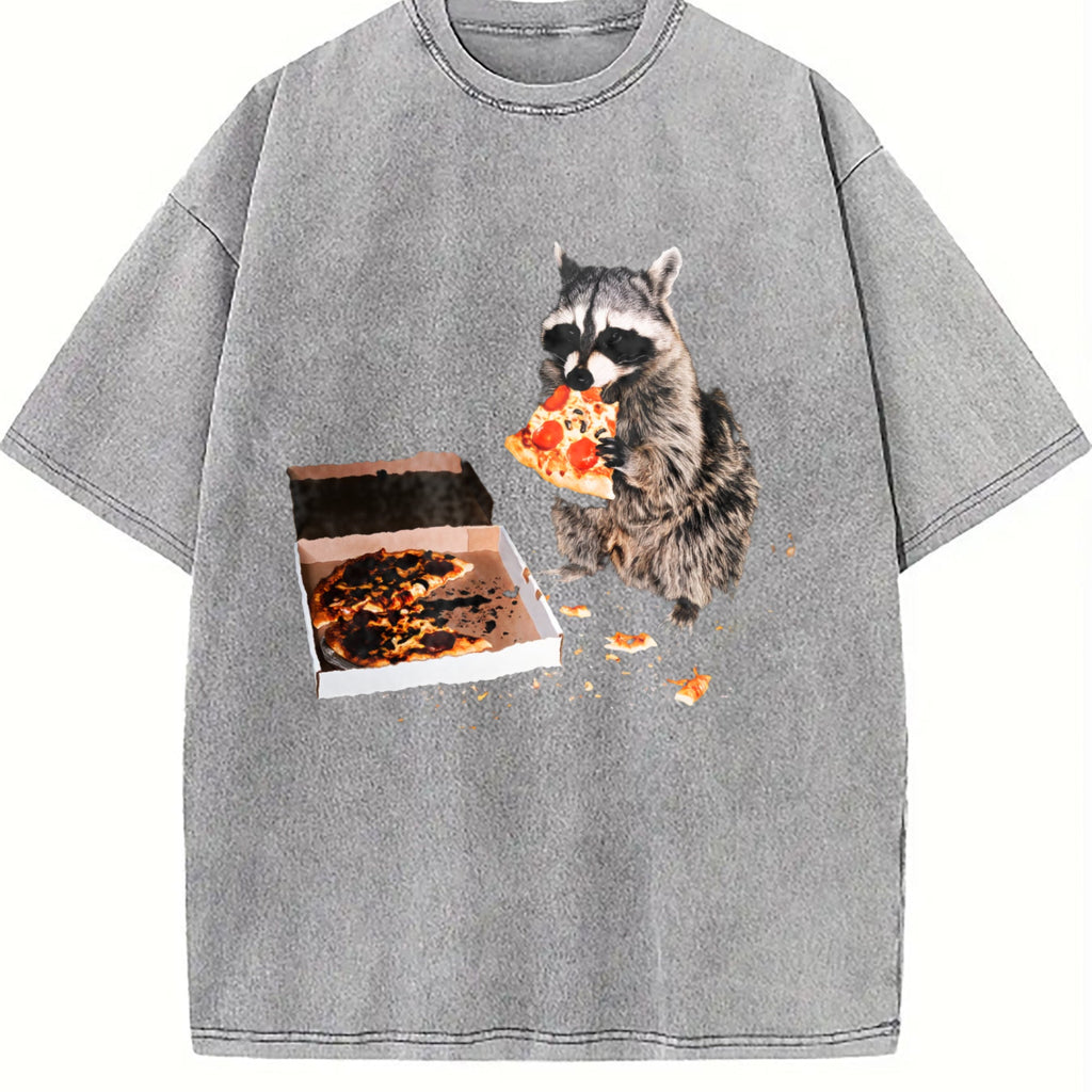 Raccoon Eating Pizza 90s Vintage Washed T-Shirt product image 5