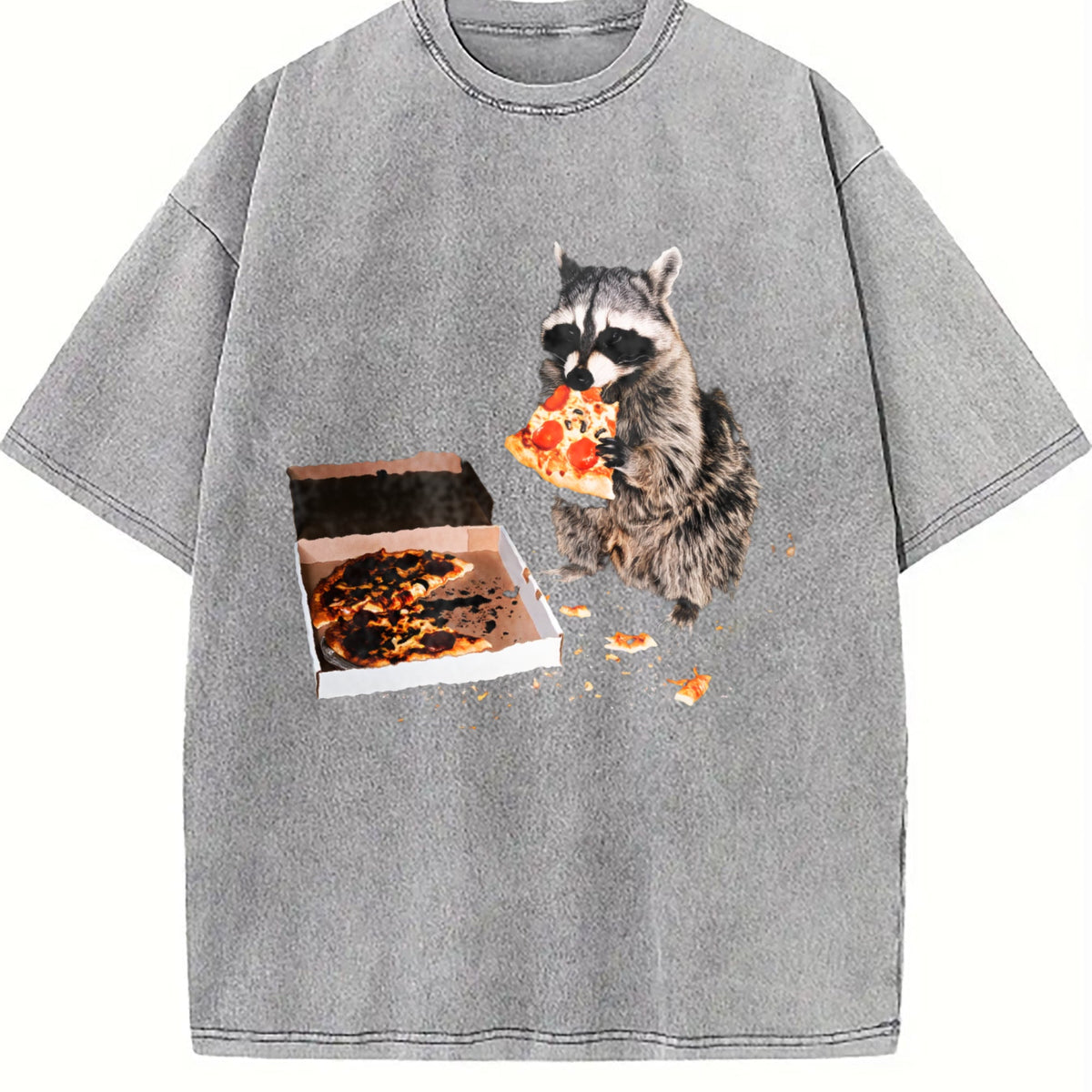 Raccoon Eating Pizza 90s Vintage Washed T-Shirt product image 5