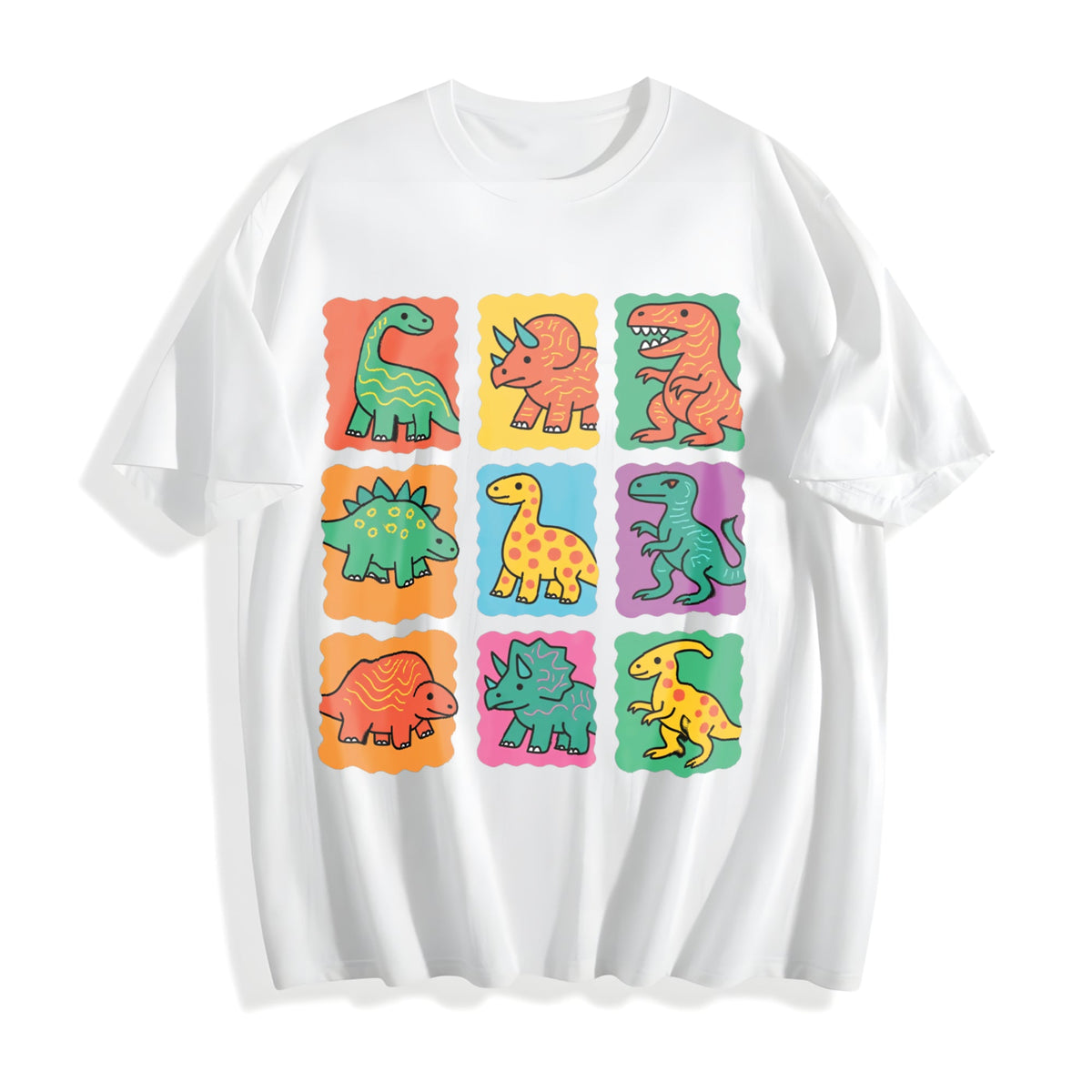 Cute Colorful Dinosaur Grid Illustration Boxy - - - Kidcore product image 2