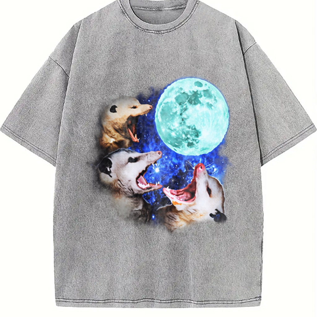 Three Possums Howling At Moon Vinatge Vintage Washed T-Shirt product image 5