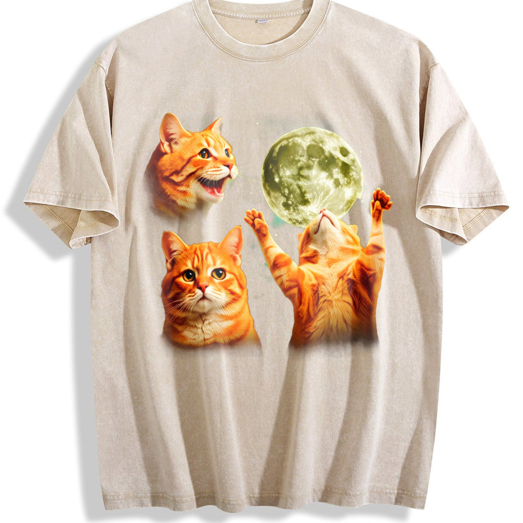 Orange Tabby Moon Vintage Washed T-Shirt product image 1