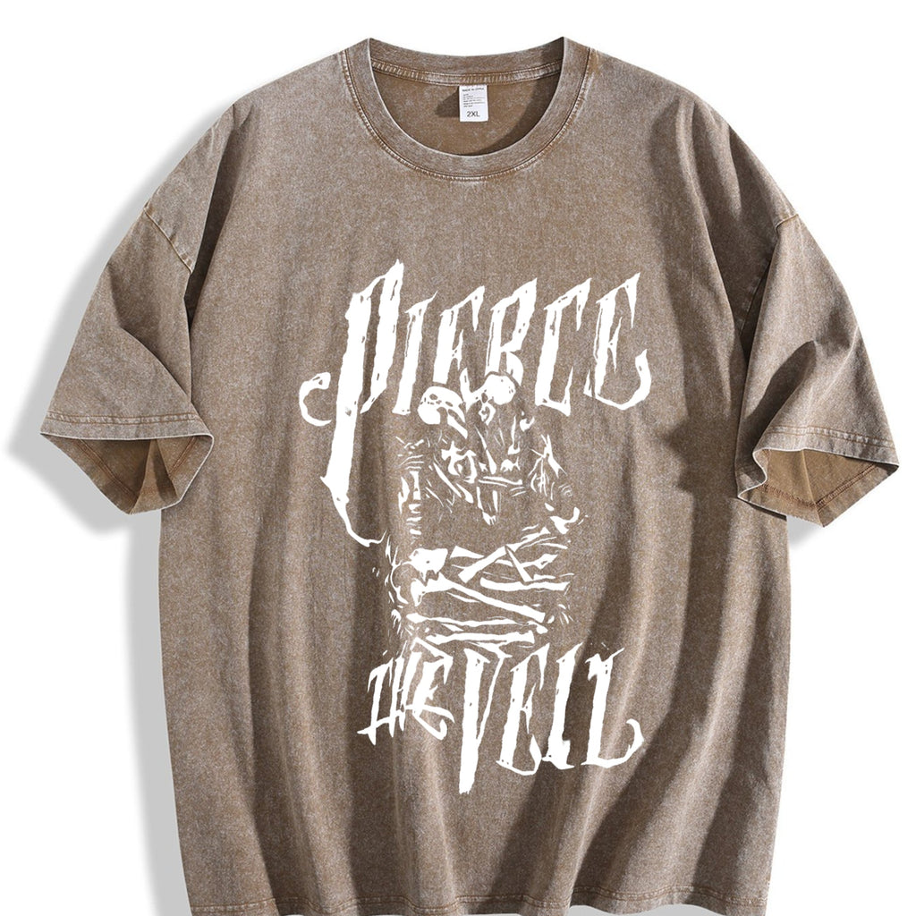 White Gothic Portrait Art Vintage Washed T-Shirt product image 3