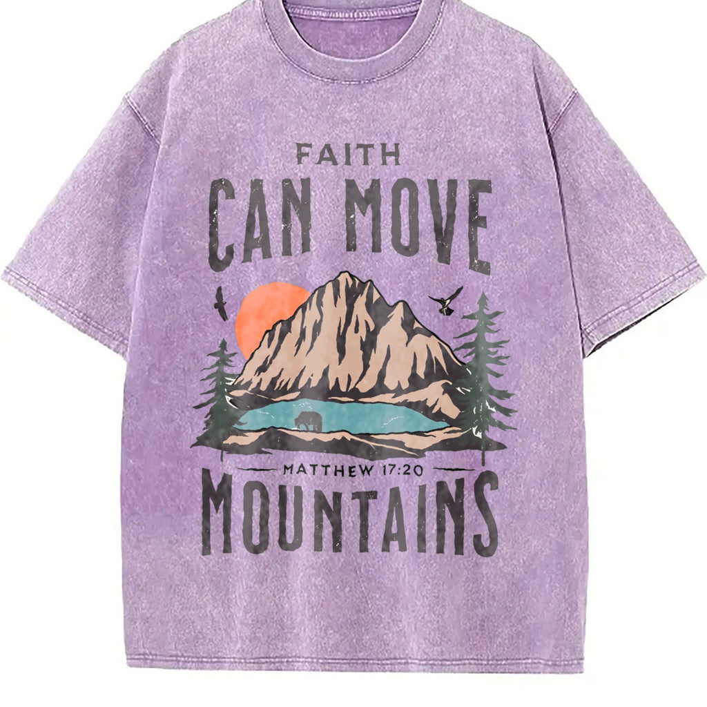 Scenery And Letter One-piece Summer Vintage Washed T-Shirt product image 6