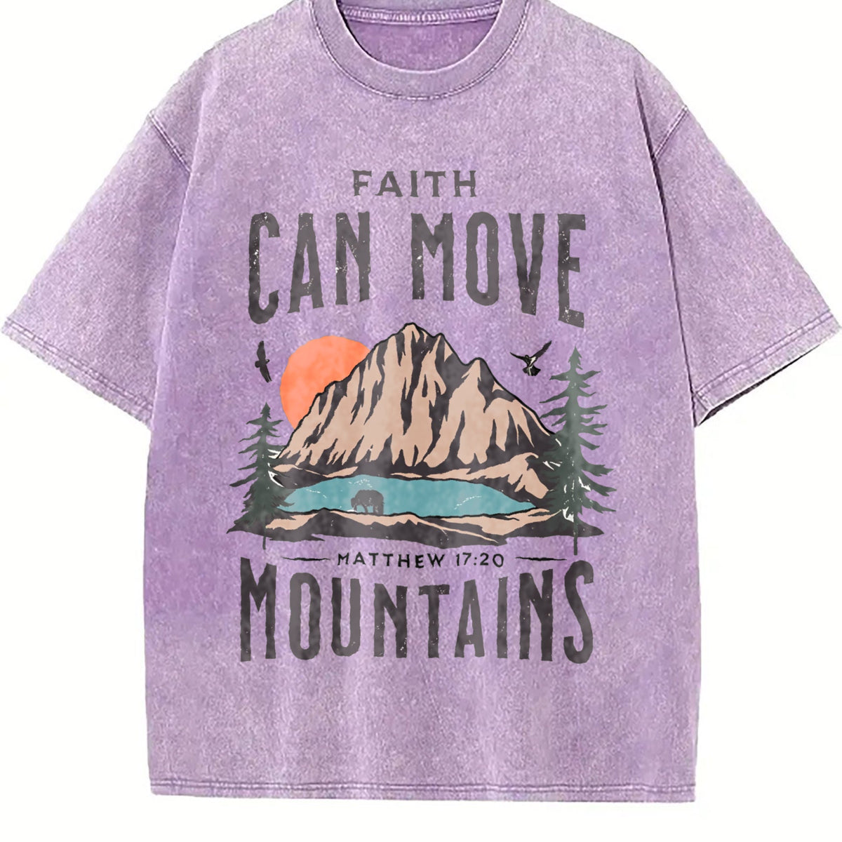 Scenery And Letter One-piece Summer Vintage Washed T-Shirt product image 6