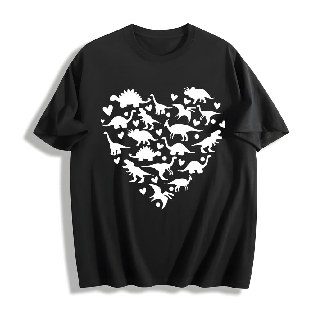 Heart-shaped Dinosaur Summer Cotton T-Shirt product image 1
