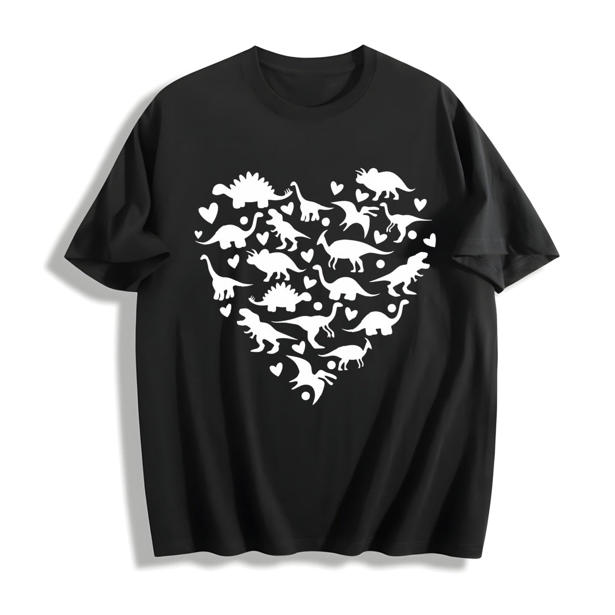 Heart-shaped Dinosaur Summer Cotton T-Shirt product image 1