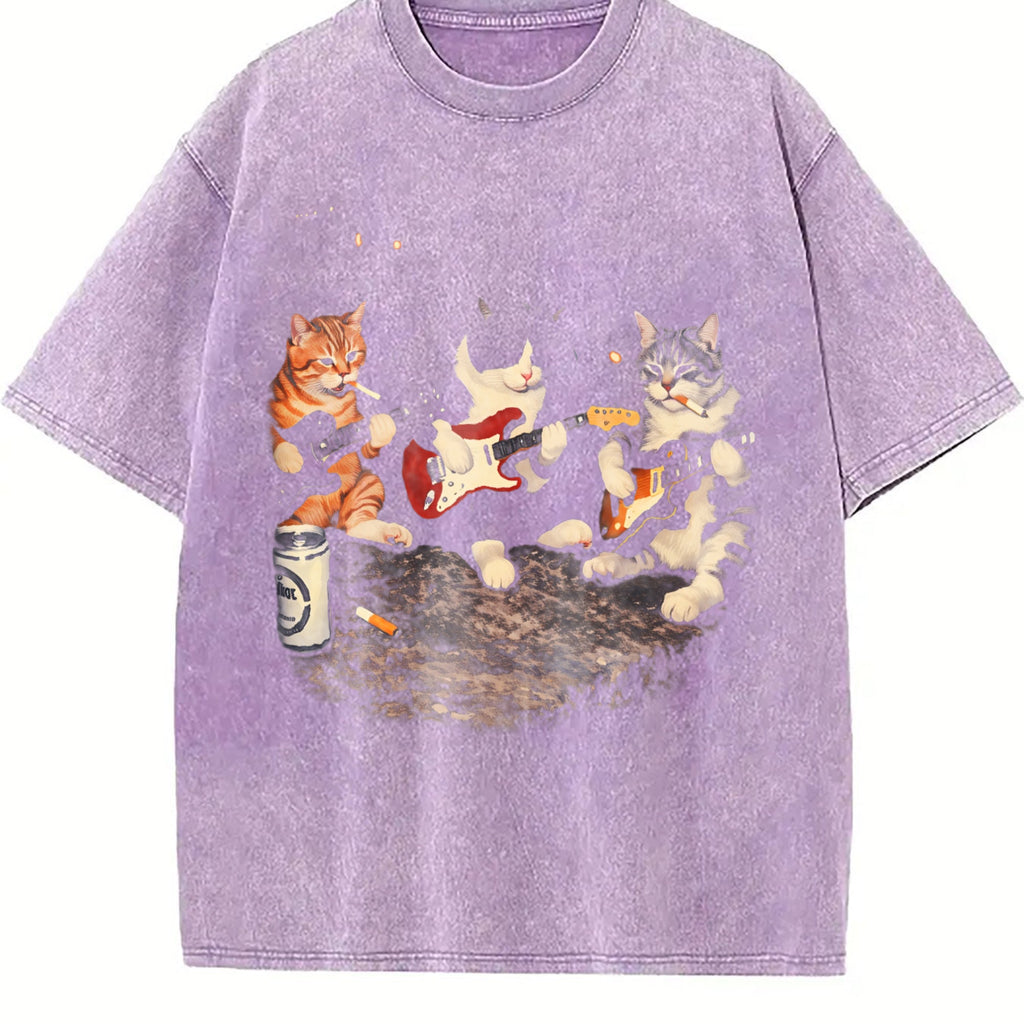 Rock Band Cats Vintage Washed T-Shirt product image 6