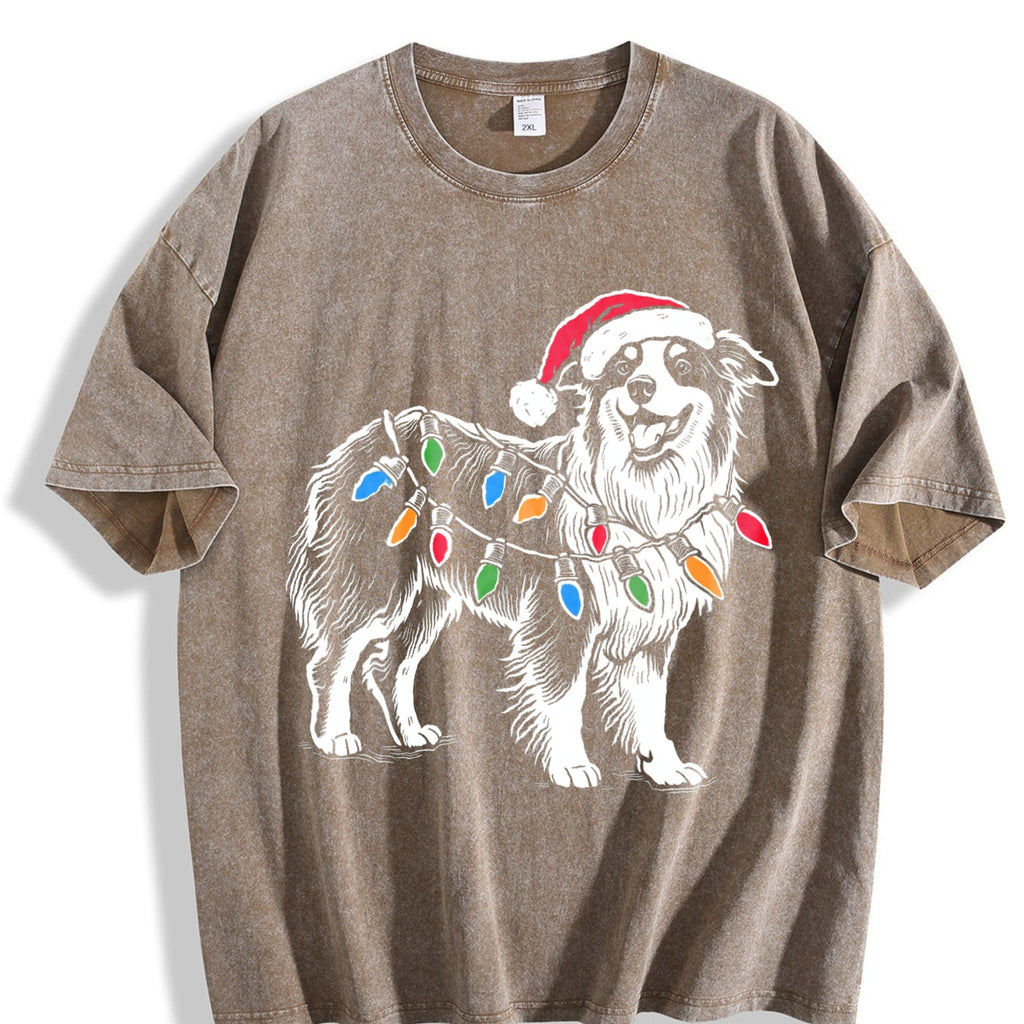 Australian Shepherd Christmas Vintage Washed T-Shirt product image 3