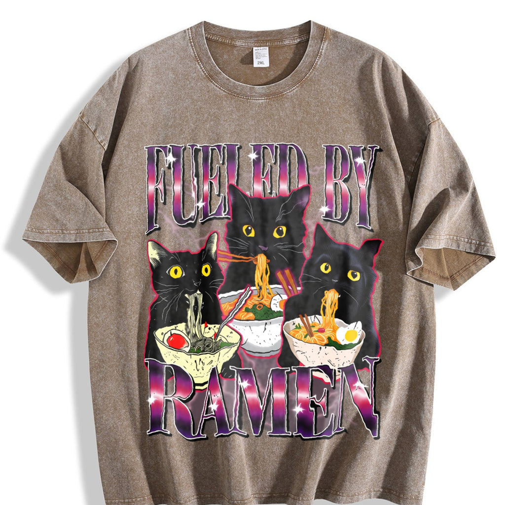 Fueled By Ramen Noodle Cat Vintage Washed T-Shirt product image 3