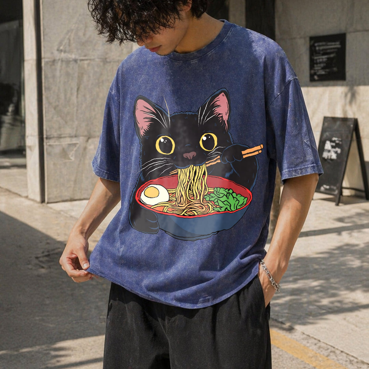 Cat Ramen Vintage Washed T-Shirt product image 8