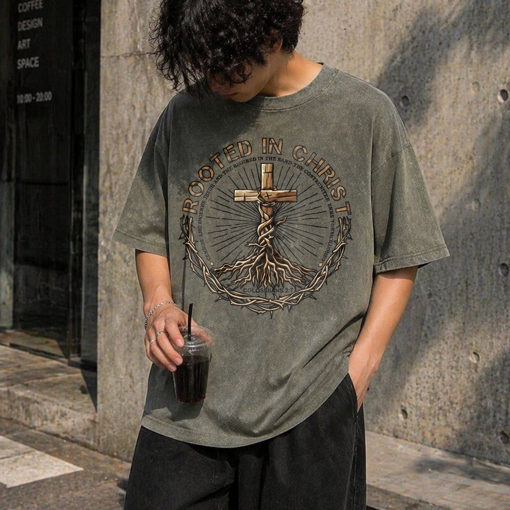Rooted In Christ Vintage Washed T-Shirt product image 4