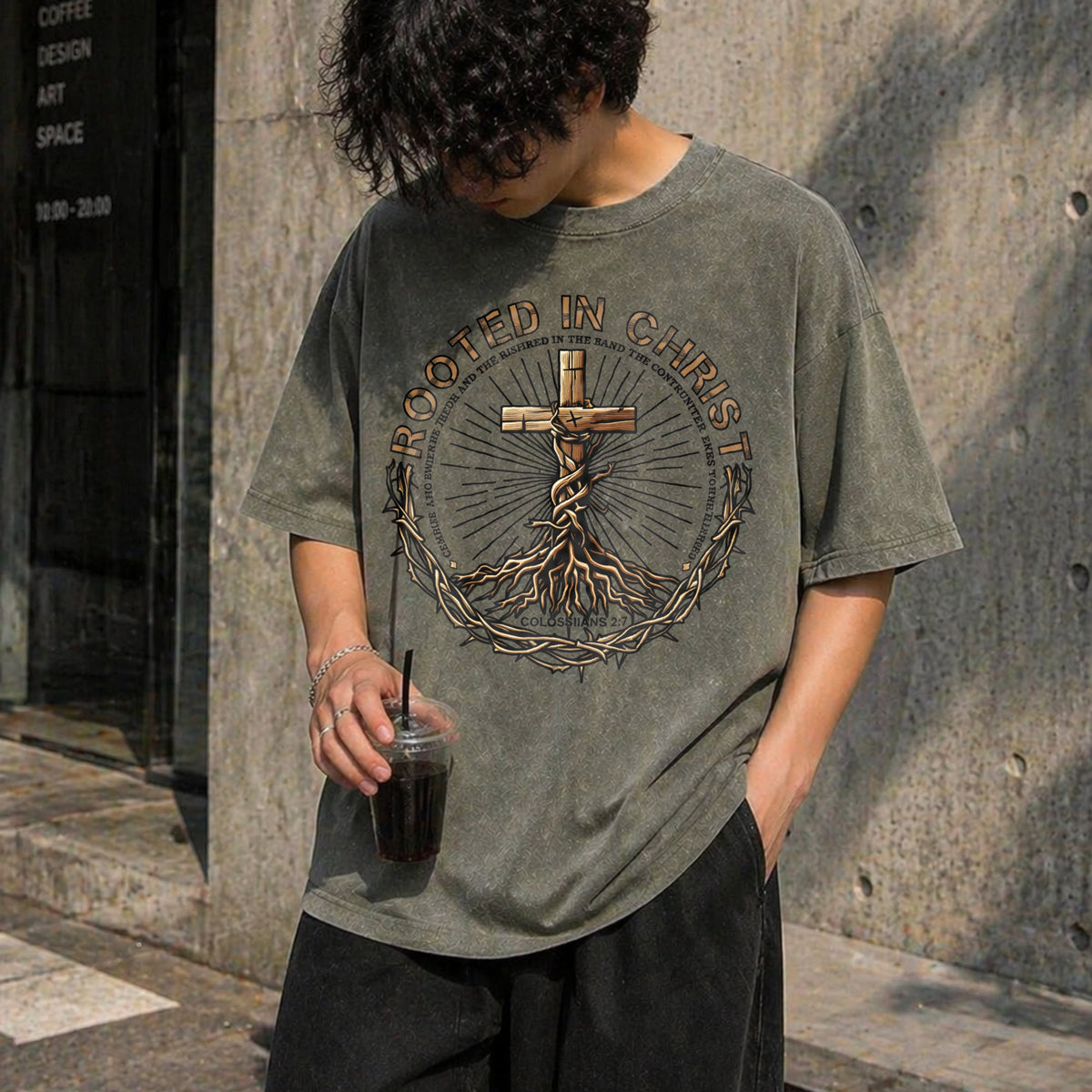 Rooted In Christ Vintage Washed T-Shirt product image 4