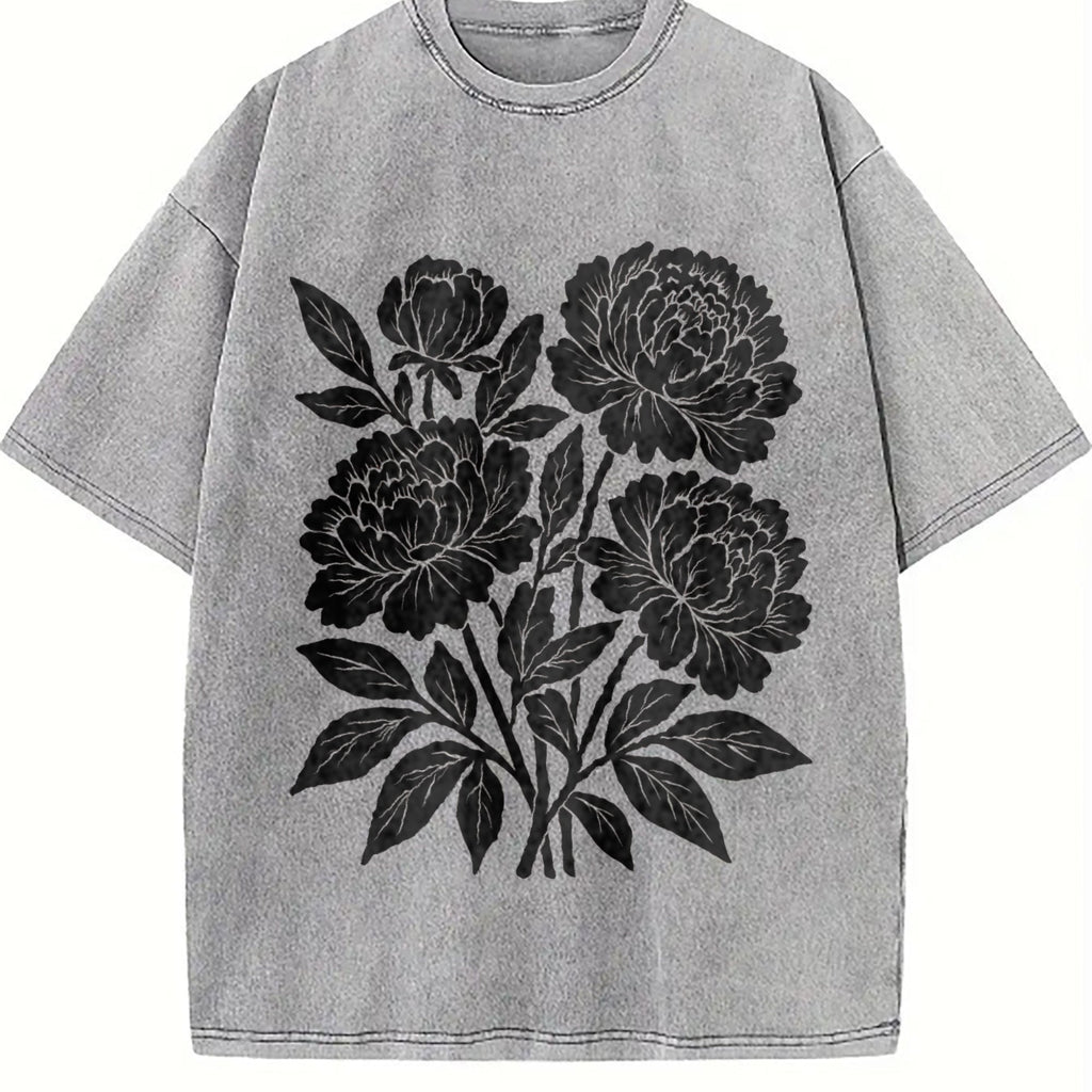 Linocut Flower Vintage Washed T-Shirt product image 5