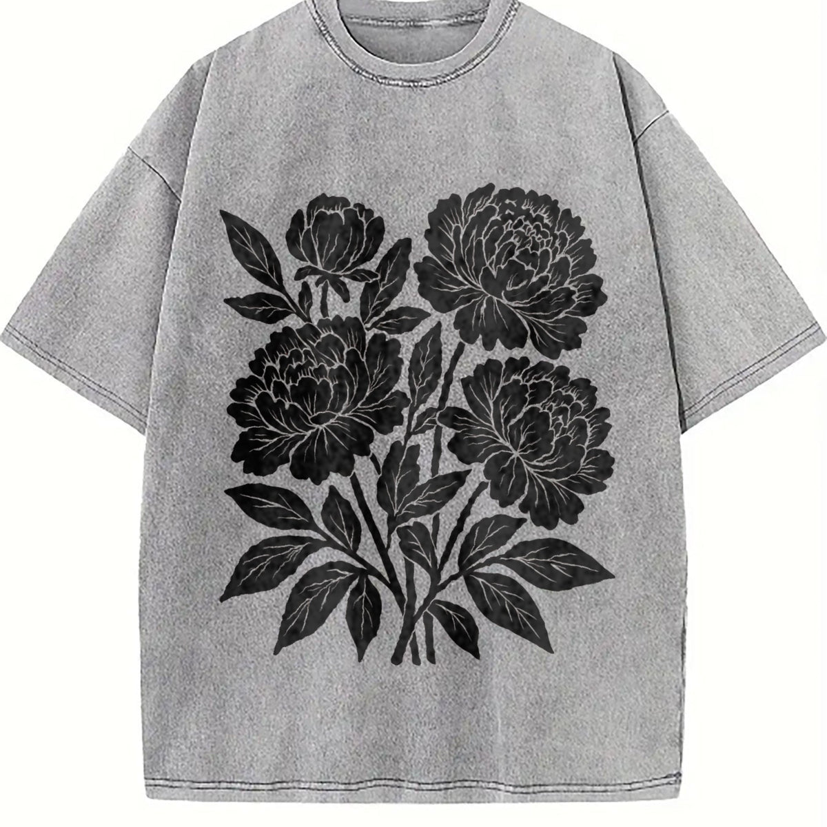 Linocut Flower Vintage Washed T-Shirt product image 5