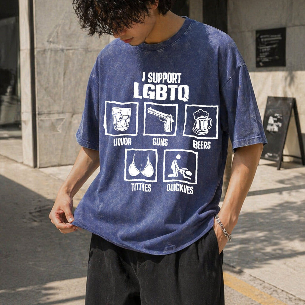 I Support Lgbtq Vintage Washed T-Shirt product image 8