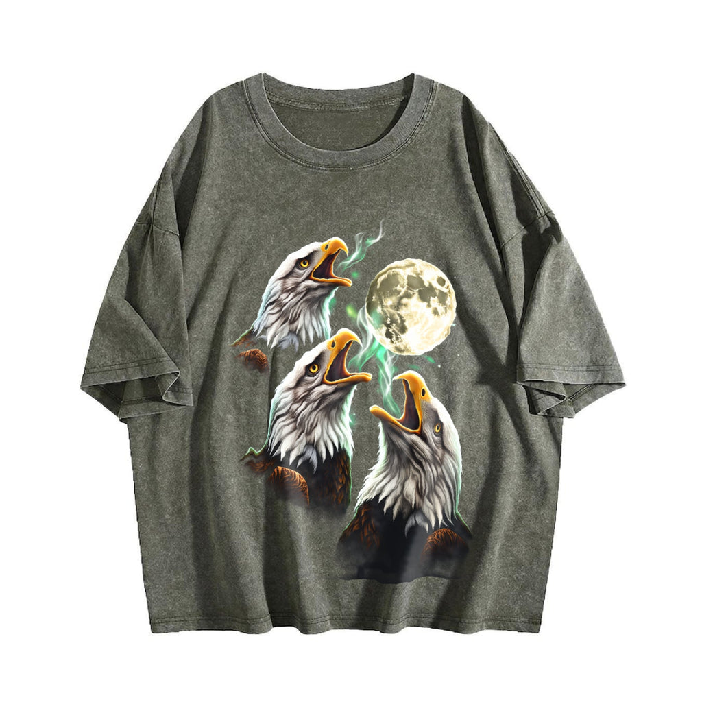 Eagle Howling To Moon 90s Vintage Washed T-Shirt product image 4