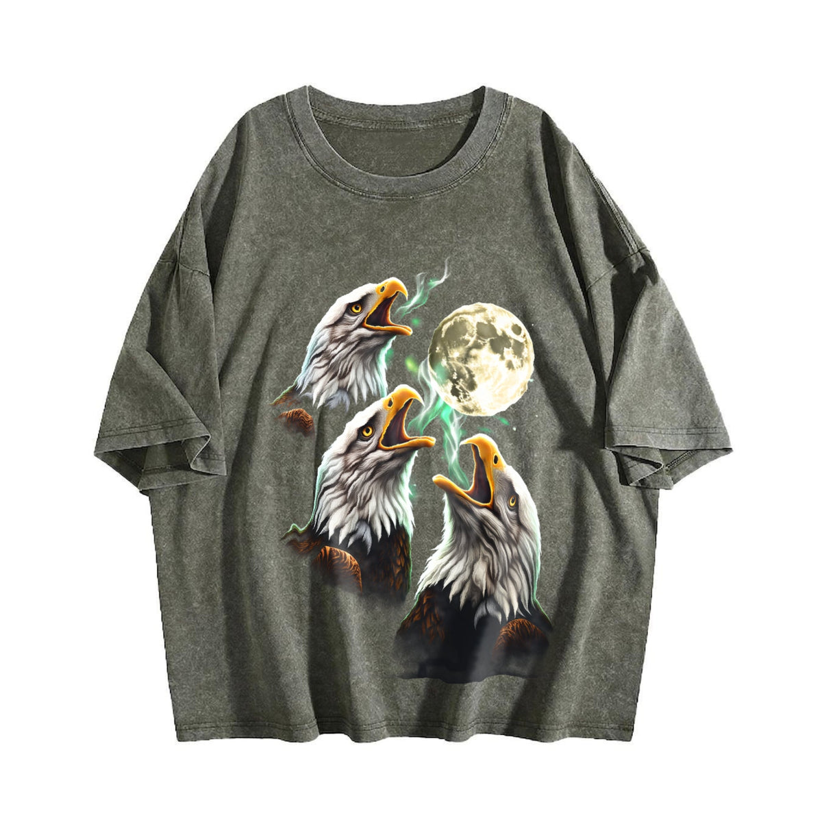 Eagle Howling To Moon 90s Vintage Washed T-Shirt product image 4