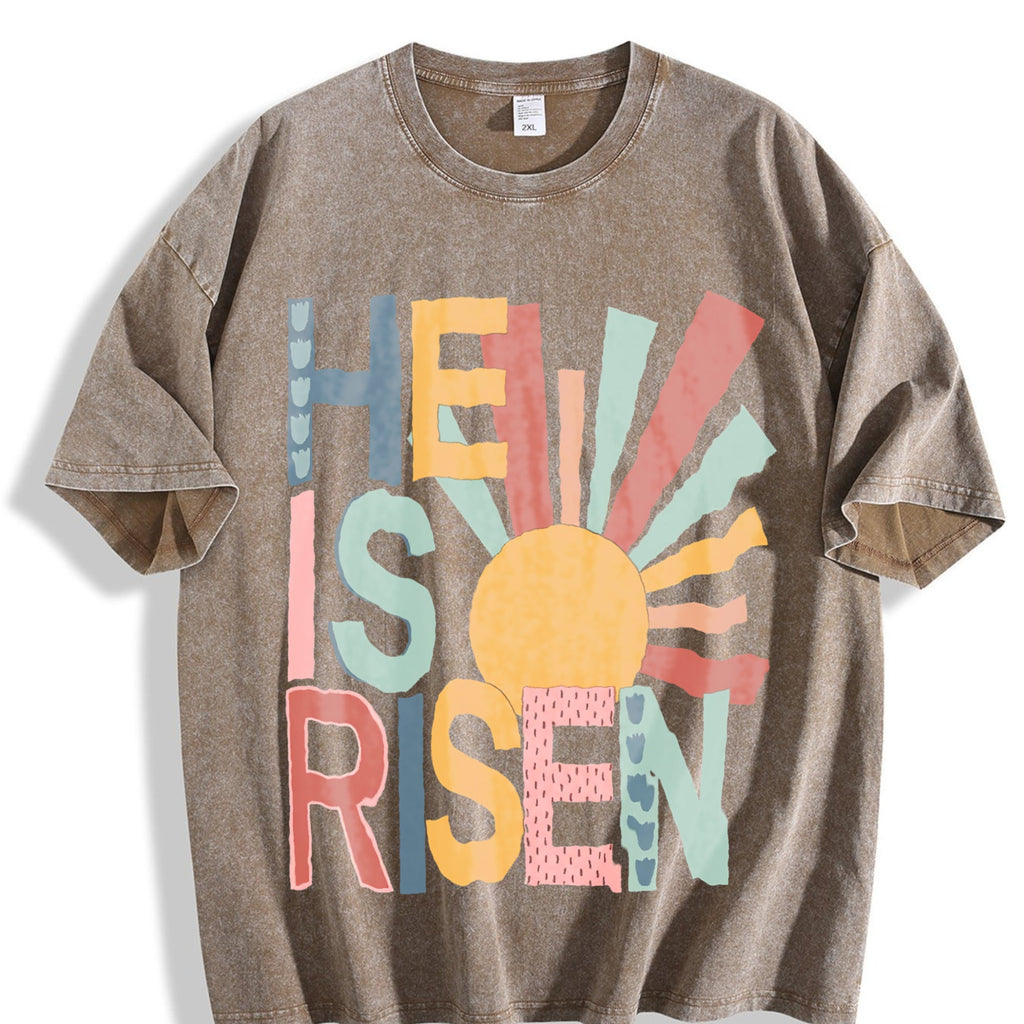 Easter Sun Element He Is Risen Vintage Washed T-Shirt product image 3