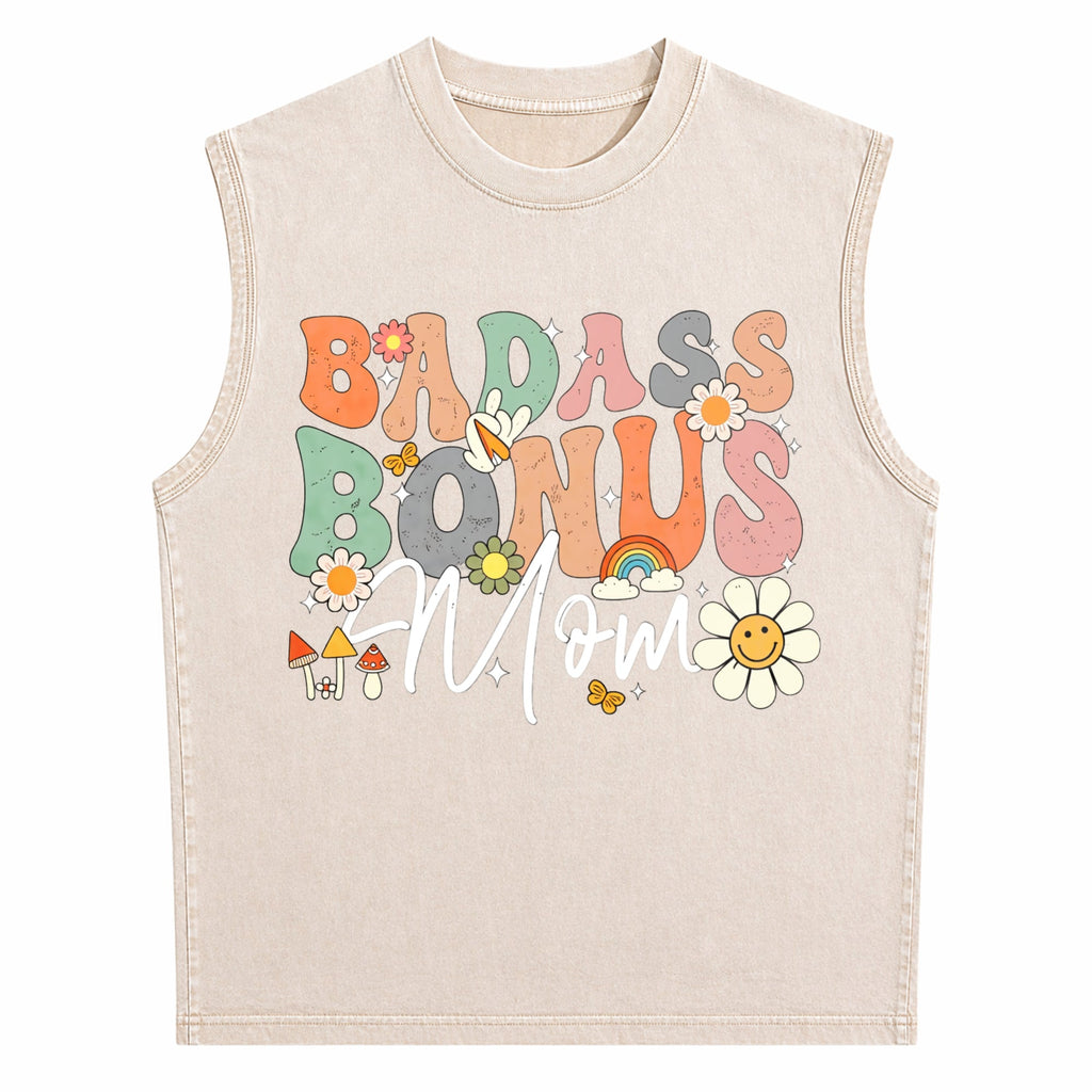 Badass Bonus Mom - Funny Stepmom Men's Washed Tank Top