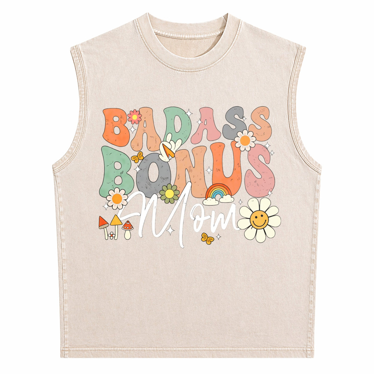 Badass Bonus Mom - Funny Stepmom Men's Washed Tank Top