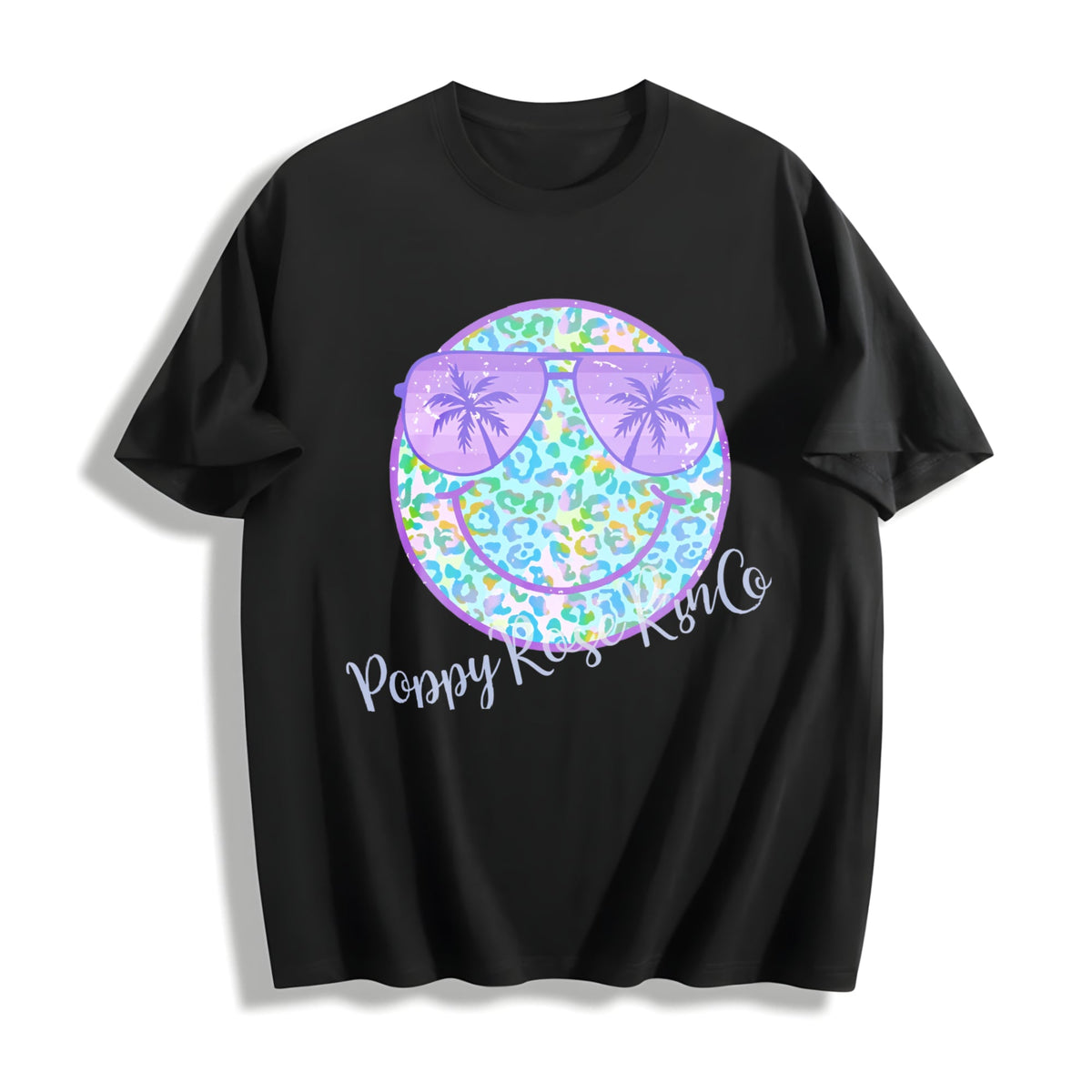Purple Leopard Smiley Cotton T-Shirt product image 1