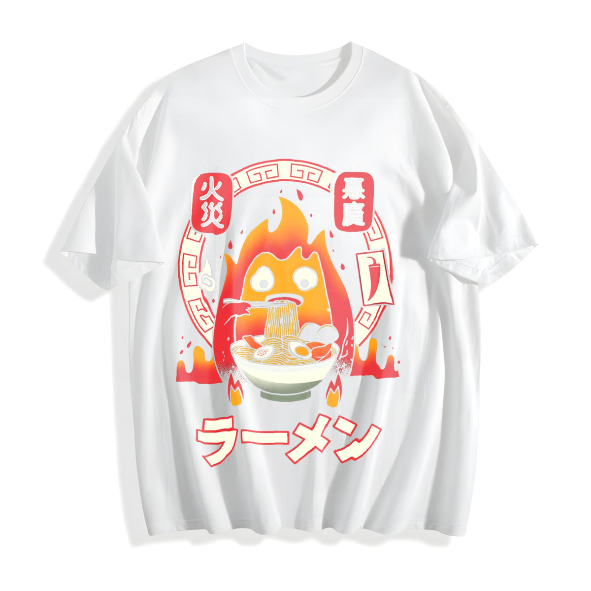 Howl's Moving Castle Calcifer Ramen - Ghibli Cotton T-Shirt product image 2