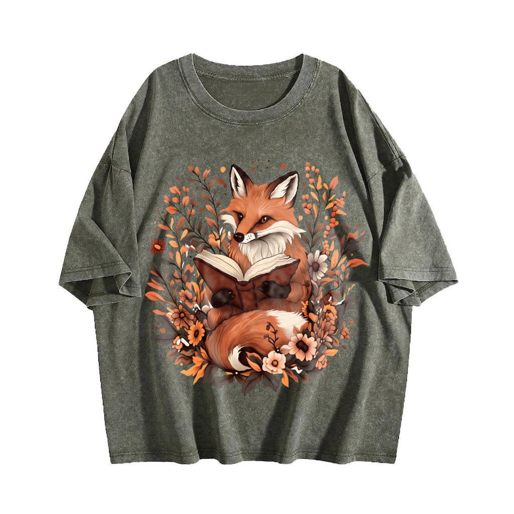 Ladies' Bohemian Floral With A An Fox Vintage Washed T-Shirt product image 4