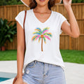 Colorful Palm Tree - Fun Cartoon Letter Women's V-Neck Tank Top