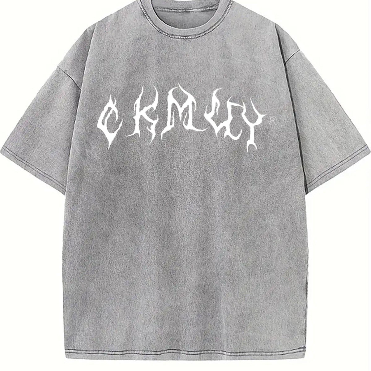 White Gothic Lettering Vintage Washed T-Shirt product image 4