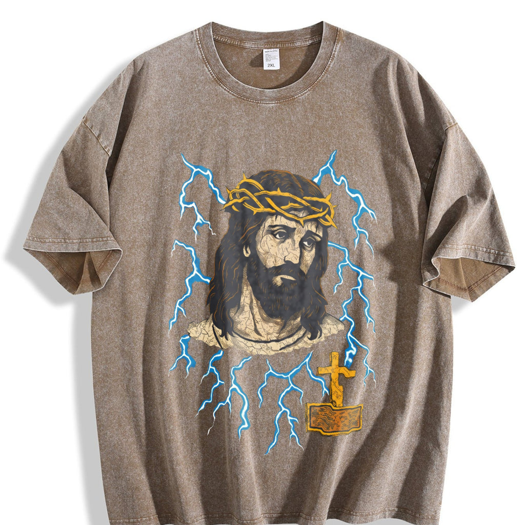 Jesus Lightning 90s Vintage Washed T-Shirt product image 3