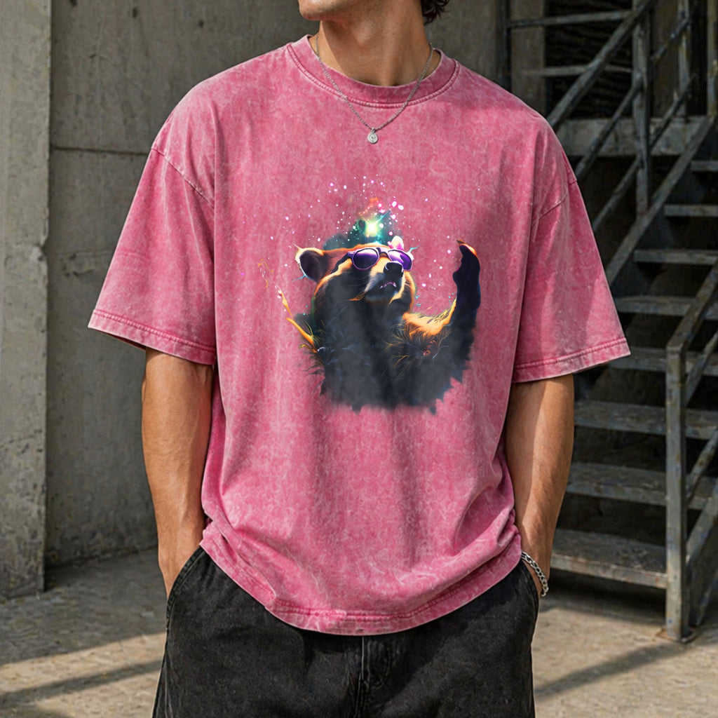 Cosmic Raccoon Vintage Washed T-Shirt product image 7