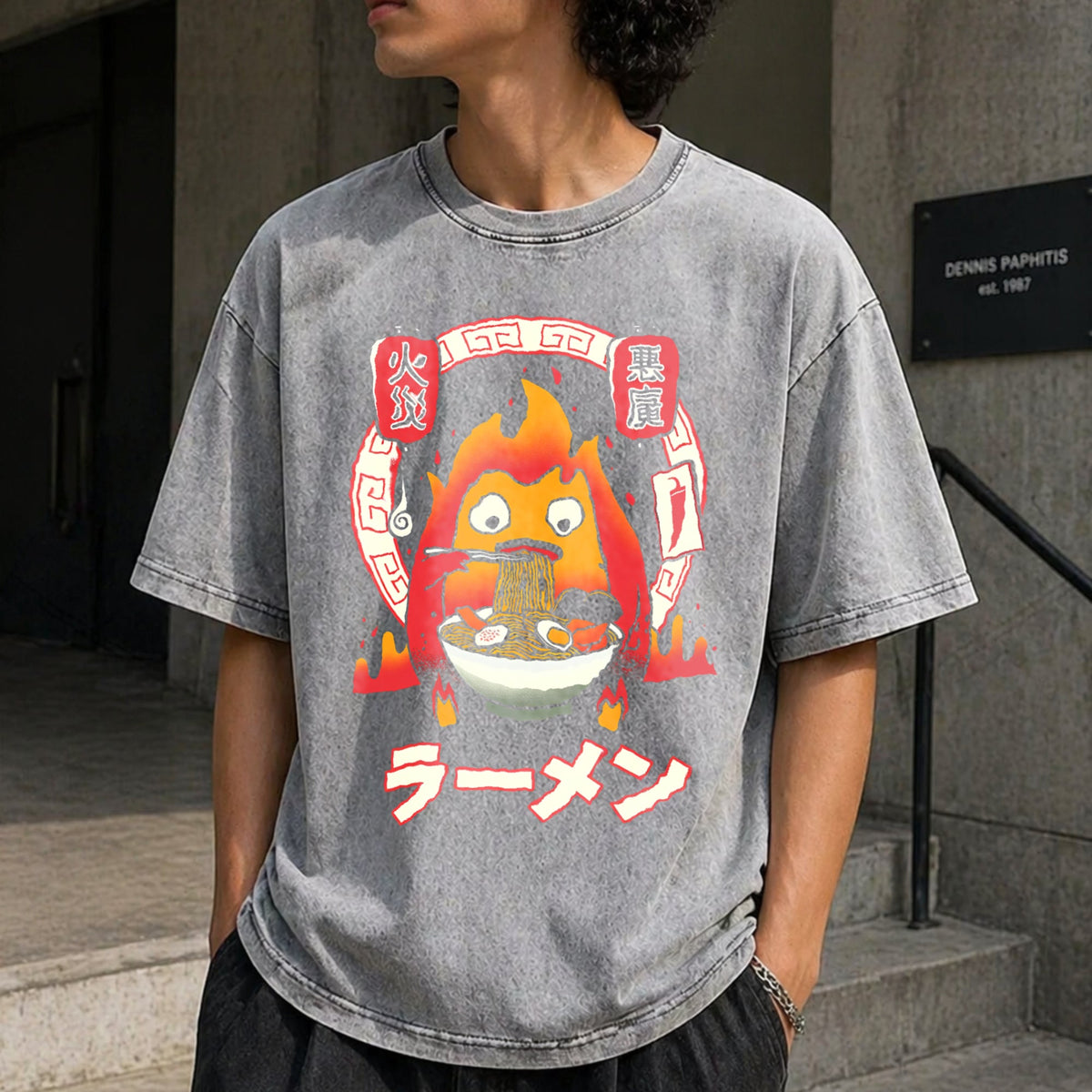 Howl's Moving Castle Calcifer Ramen - Ghibli Vintage Washed product image 5