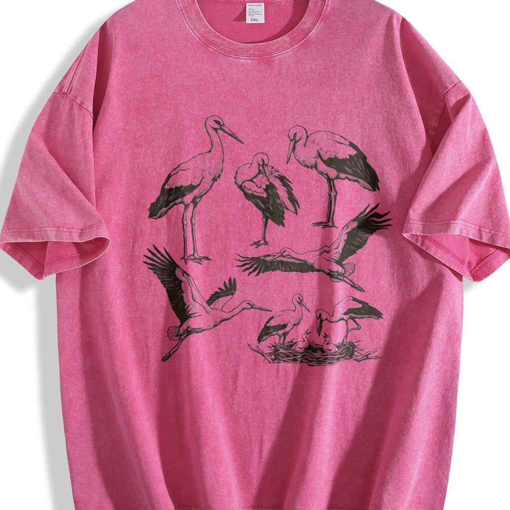 Stork Bird 90s Tattoo Vintage Washed T-Shirt product image 7