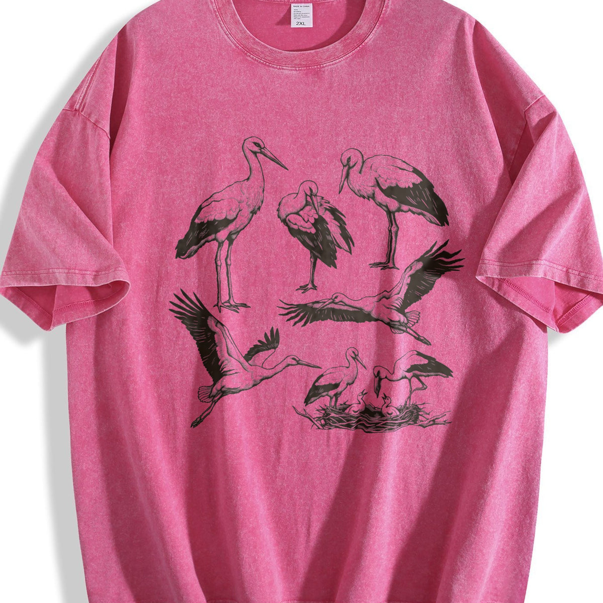 Stork Bird 90s Tattoo Vintage Washed T-Shirt product image 7