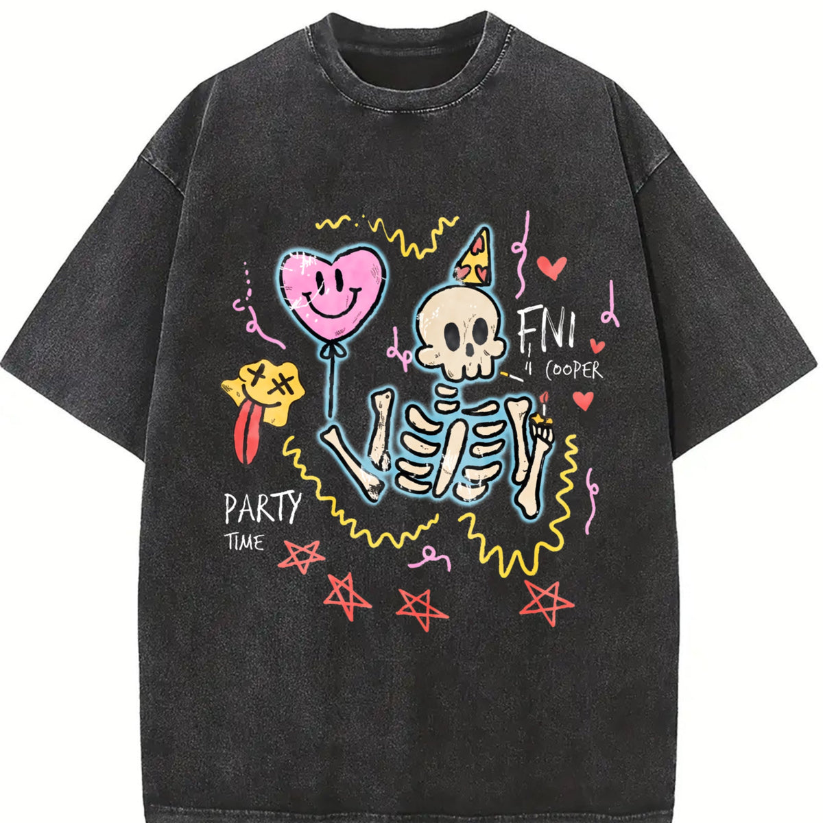 Party Skeleton with Balloons Vintage Washed T-Shirt product image 2