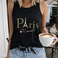 Paris Letter & Eiffel Tower Racer - Vibrant Red Stretchy Women's Tank Top