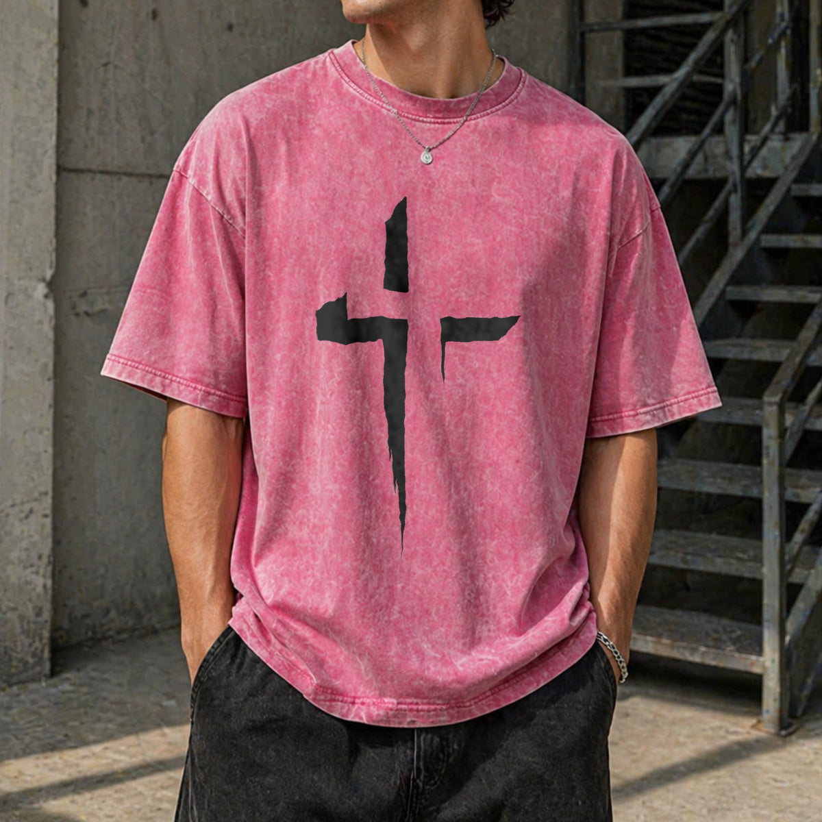Patterned Cross Vintage Washed T-Shirt product image 7