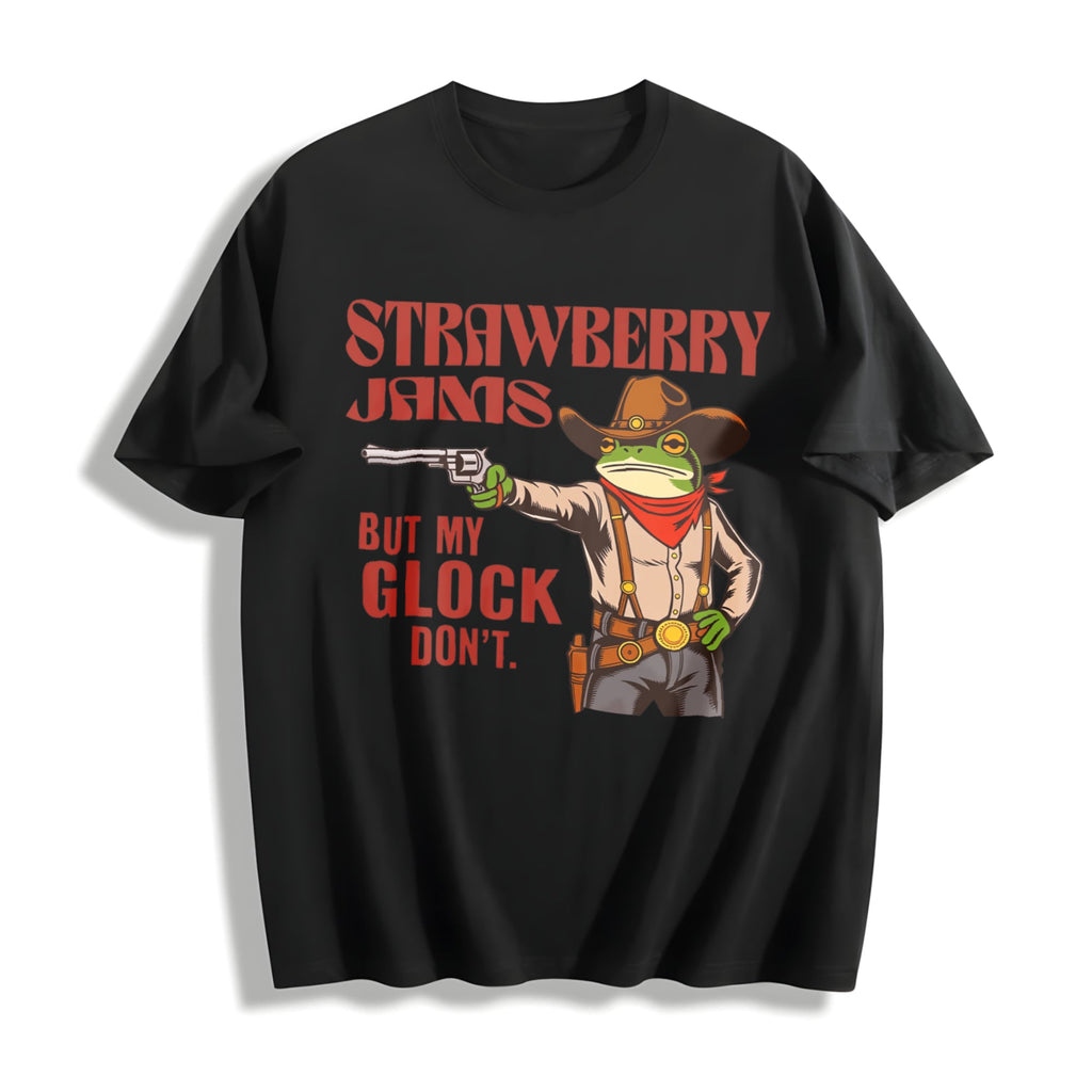 Strawberry Jams But My Glock Don't Funny Frog Meme Western product image 1