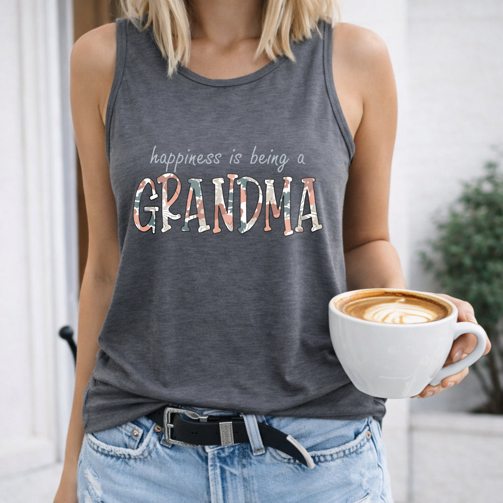 Royal Blue Grandma Letter - Happiness Is Being A Grandma Women's Tank Top