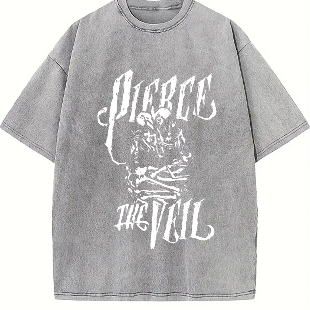 White Gothic Portrait Art Vintage Washed T-Shirt product image 4