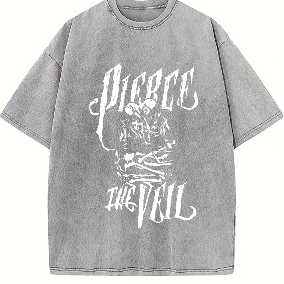 White Gothic Portrait Art Vintage Washed T-Shirt product image 4