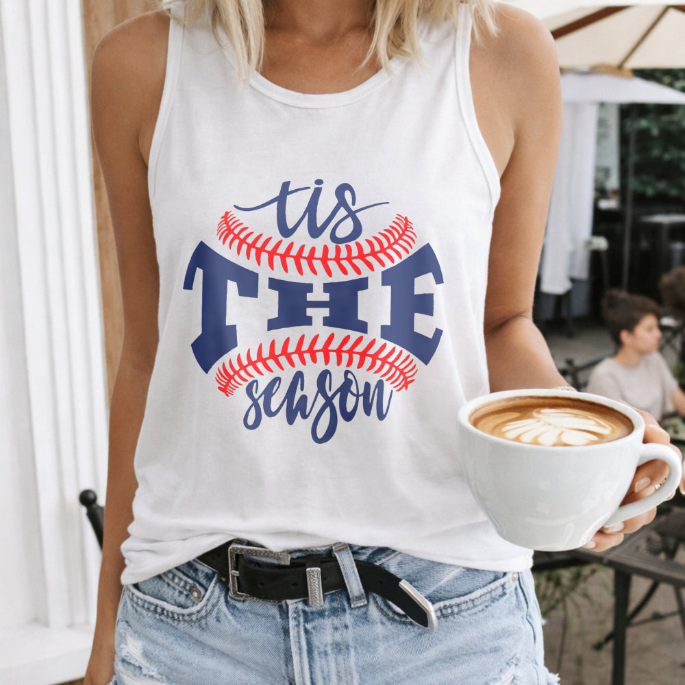 Tis The Season Letters & Baseball Women's Tank Top