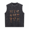 Leopard Material Summer Plus Black Floral Light Floral Men's Washed Tank Top