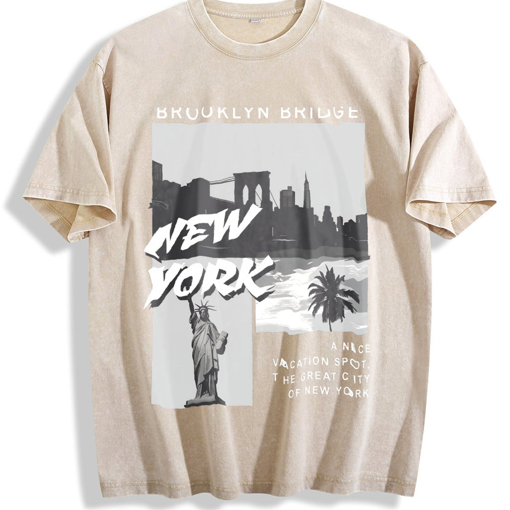 Statue Of Liberty & Palm Tree - Batik Vintage Washed T-Shirt product image 1