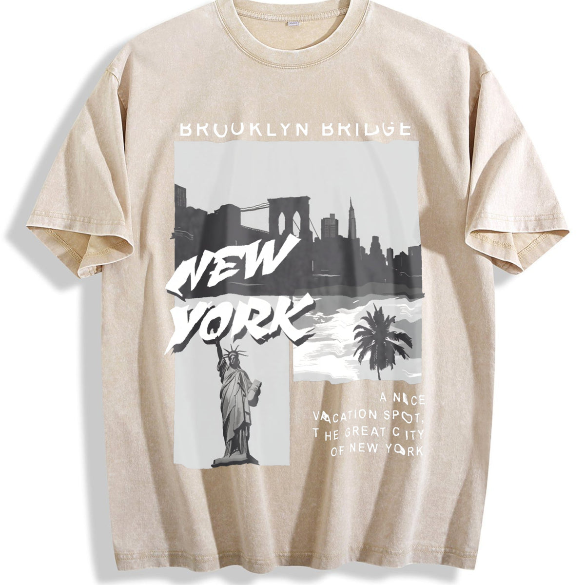 Statue Of Liberty & Palm Tree - Batik Vintage Washed T-Shirt product image 1